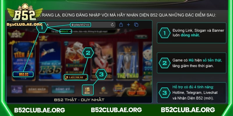 Các bước nhận diện B52Club chính hãng